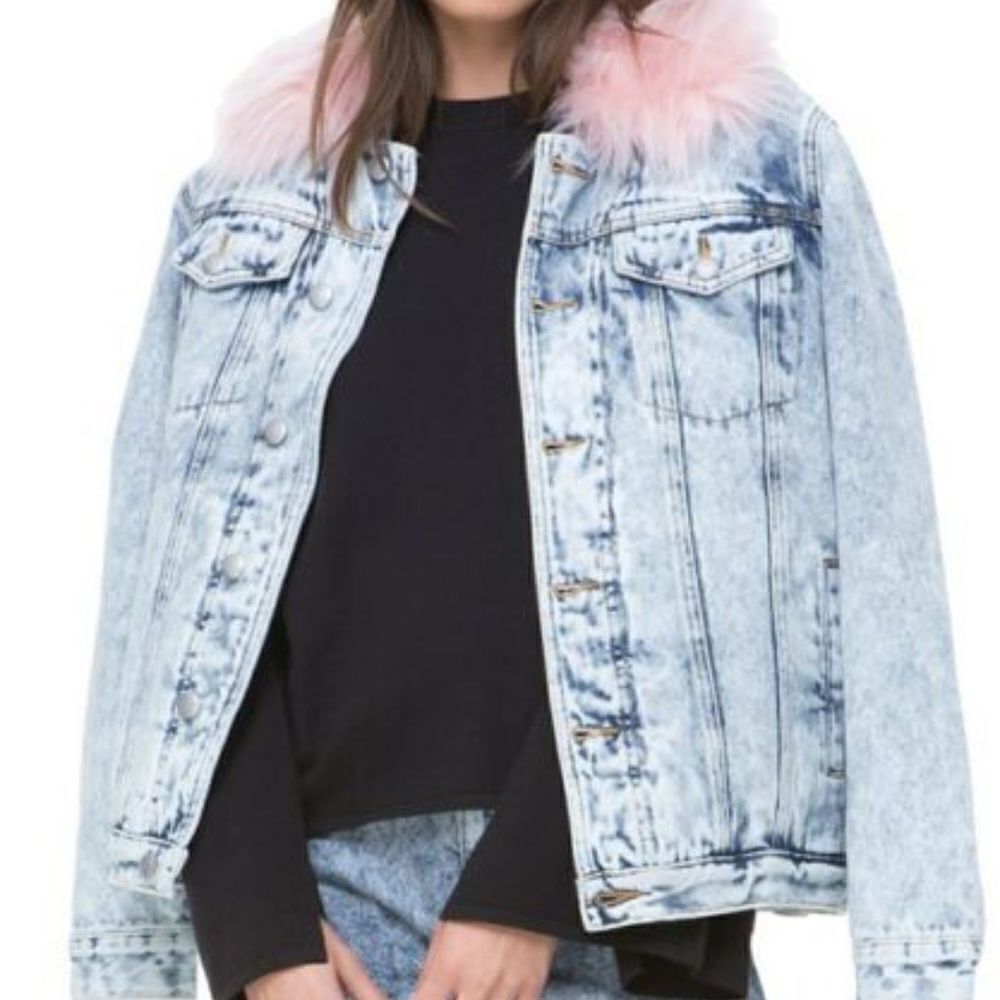 Juicy Couture Demin and Faux pink Fur collar